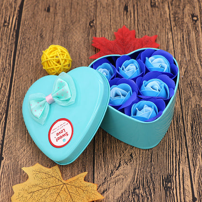 Soap Flower Gift Box with Bear and Heart-shaped Tin