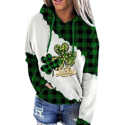 Lucky Grass Print Women's Casual Hoodie Sweatshirt