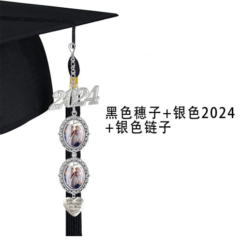 DIY 2024 Graduation Photo Frame with Tassels and Gems