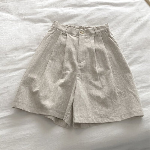 Retro High Waist Slim Linen Wide Leg Trousers