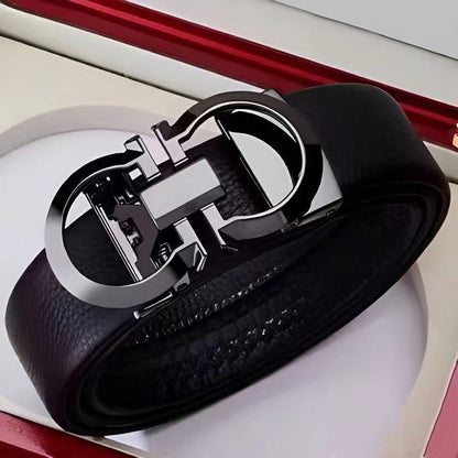 Genuine Leather Automatic Buckle Business Belt for Men