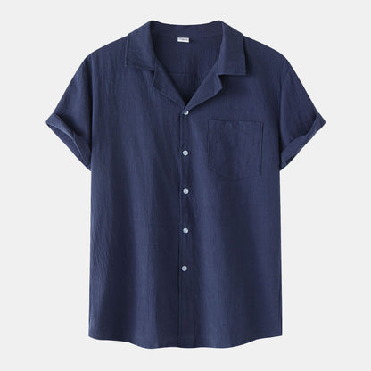Men's Cotton Linen Short Sleeve Casual Shirt 2022