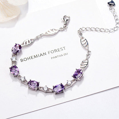 S925 Silver Jewelry with Stylish Amethyst Bracelet