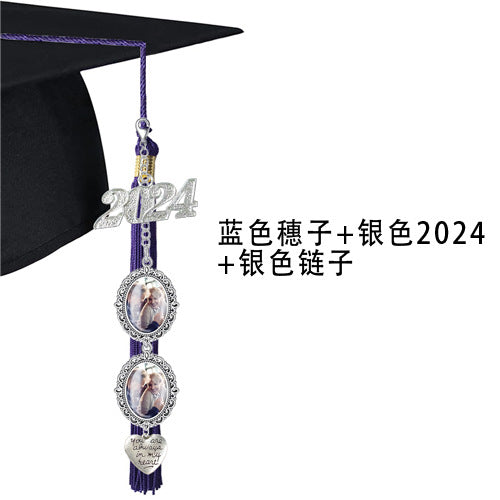 DIY 2024 Graduation Photo Frame with Tassels and Gems