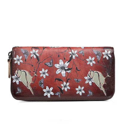 Vintage Women's Cowhide Zipper Wallet