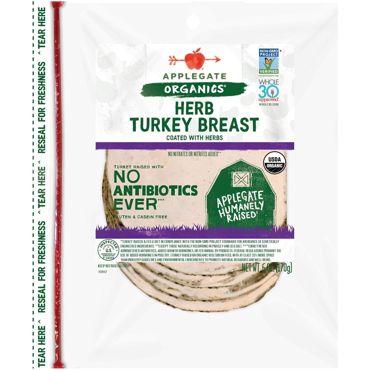 APPLEGATE: Herb Turkey Breast Sliced, 6 oz