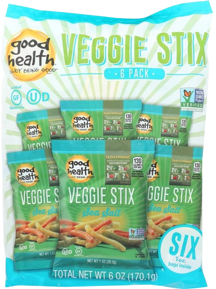 GOOD HEALTH: Veggie Stix Sea Salt 6Pk, 6 oz