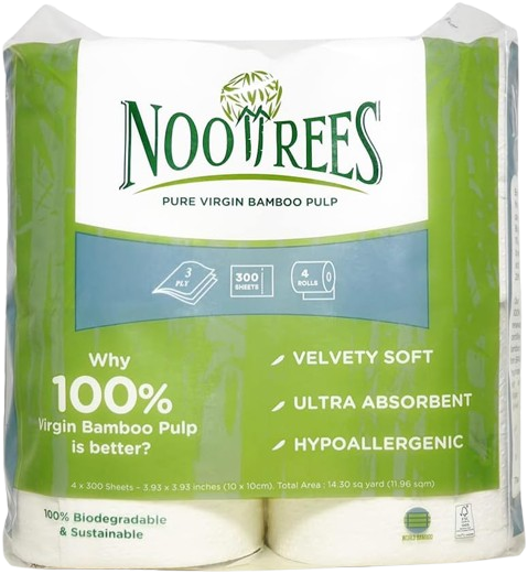 NOOTREES: Bamboo Toilet Rolls 4 Rolls 300 Sheets, 1 ea