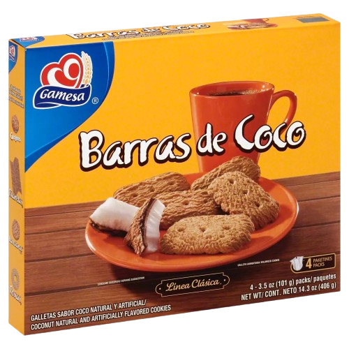 GAMESA: Barras De Coco Cookies, 14.3 oz