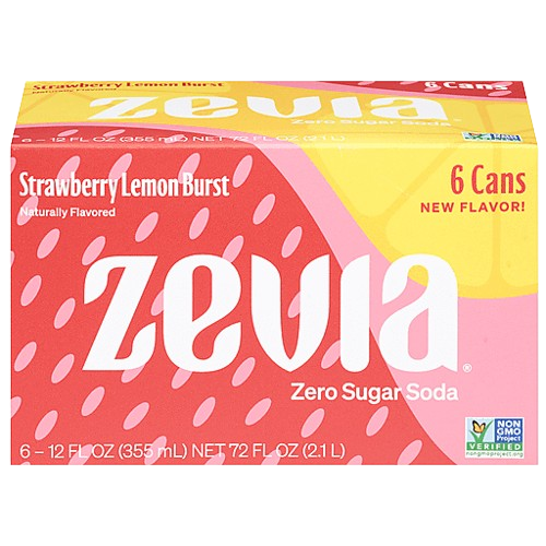 ZEVIA: Strawberry Lemon Burst Zero Sugar Soda 6Pk, 72 fo