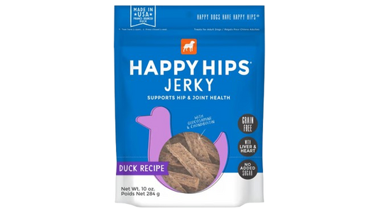 HAPPY HIPS: Duck Jerky Dog Treats, 10 oz