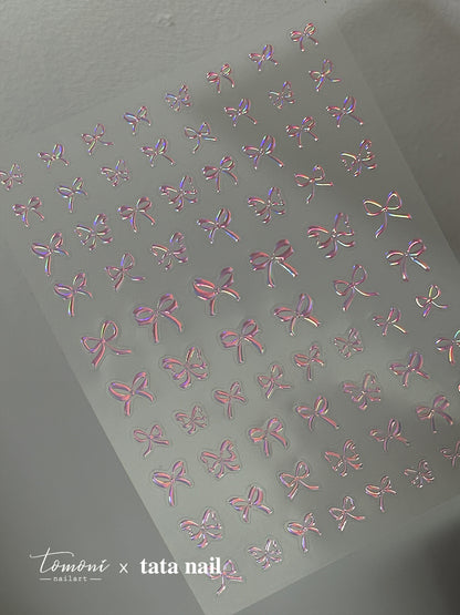 New Crystal Bow Nail Stickers with Elegant Lines