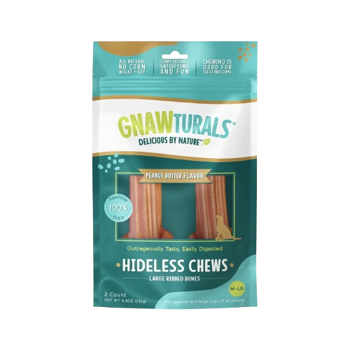 GNAWTURALS: Hideless Chews Peanut Butter Large Dog Treat, 8.9 oz