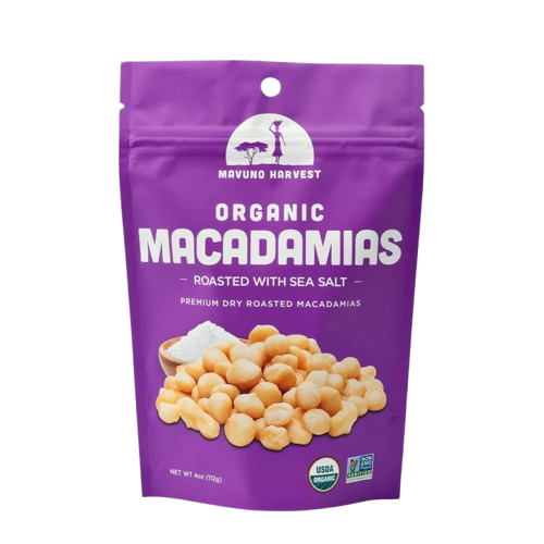 MAVUNO HARVEST: Organic Dry Roasted Macadamias with Sea Salt, 4 oz