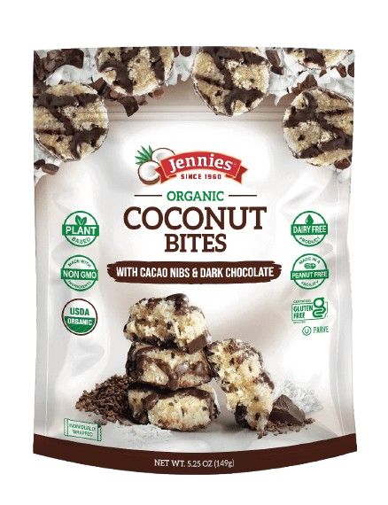JENNIES: Organic Gluten Free Coconut Bites Cacao, 5.25 oz