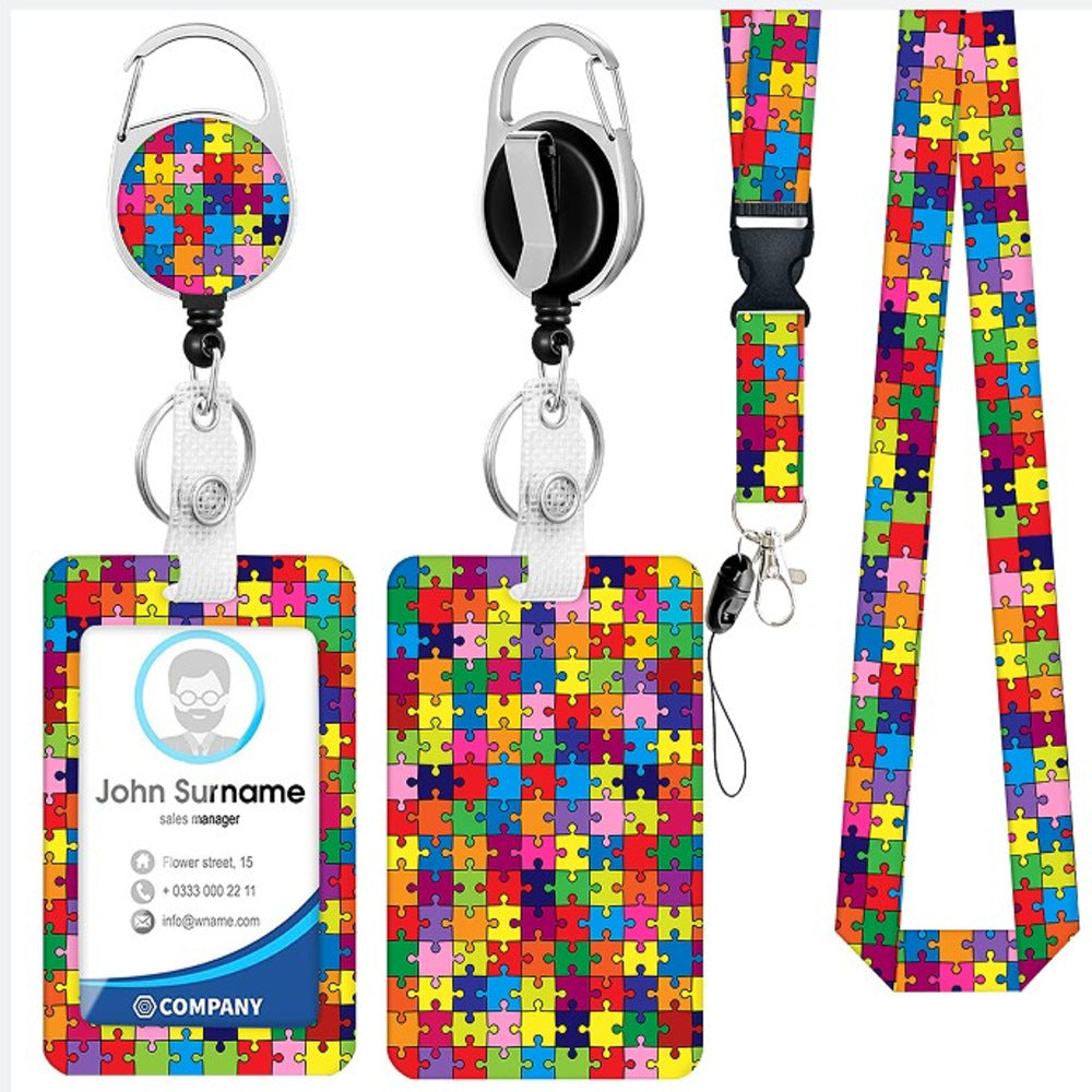 Zinc Alloy Rainbow Lanyard with PVC ID Card Holder