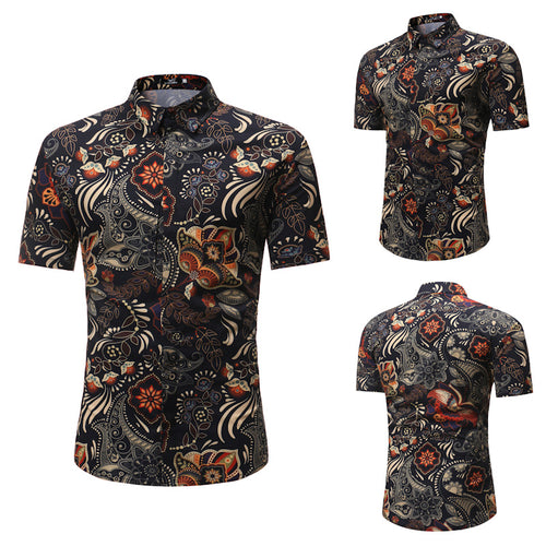 Floral Short-Sleeved Casual Shirt