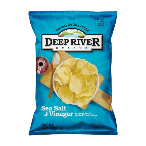 DEEP RIVER: Sea Salt and Vinegar Kettle Cooked Potato Chips, 2 oz