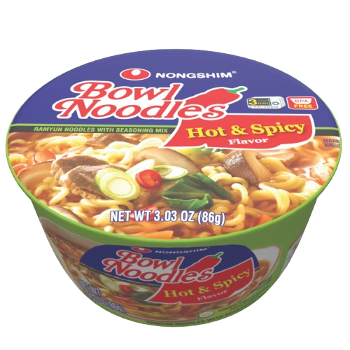 NONG SHIM: Hot and Spicy Bowl Noodle, 3.03 oz