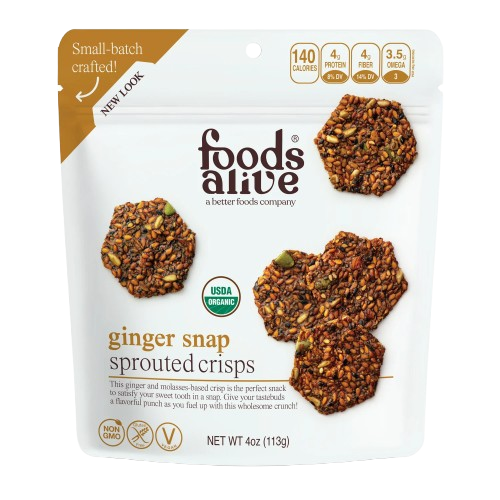 FOODS ALIVE: Ginger Snap Organic Sprouted Crisps, 4 oz