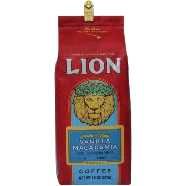 LION COFFEE: Vanilla Macadamia Nut Coffee Ground, 10 oz