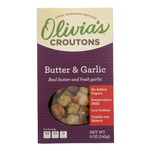 OLIVIAS CROUTONS: Butter and Garlic Croutons, 5 oz