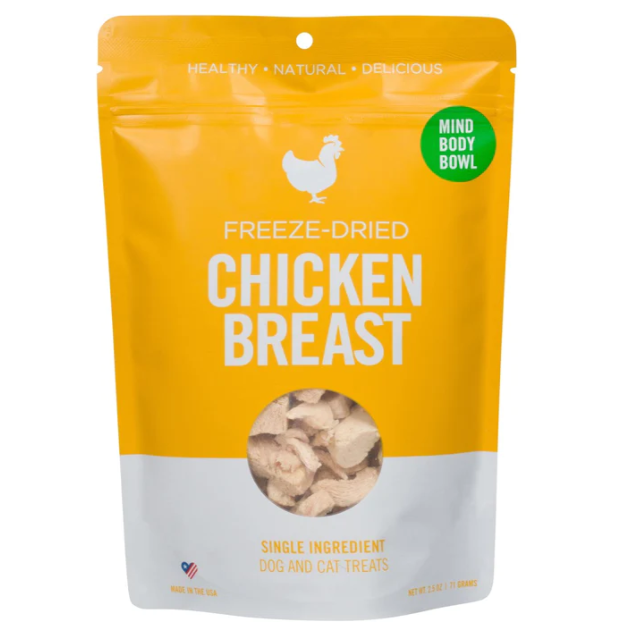 MIND BODY BOWL: Freeze Dried Chicken Breast Dog and Cat Treats, 2.5 oz