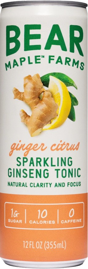 BEAR MAPLE: Ginger Citrus Sparkling Ginseng Tonic, 12 fo