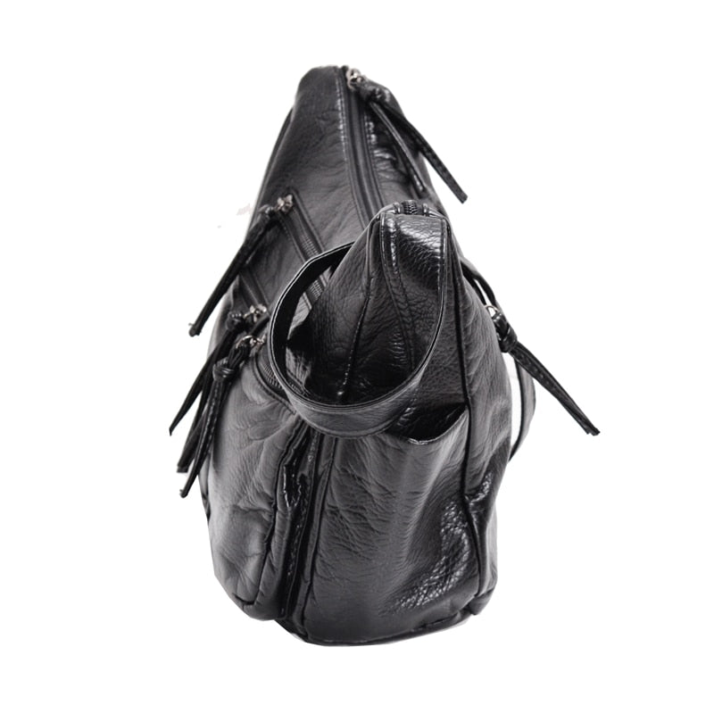 Washed Soft Leather Sling Bag for Moms