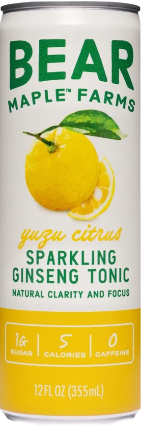 BEAR MAPLE: Yuzu Citrus Sparkling Ginseng Tonic, 12 fo
