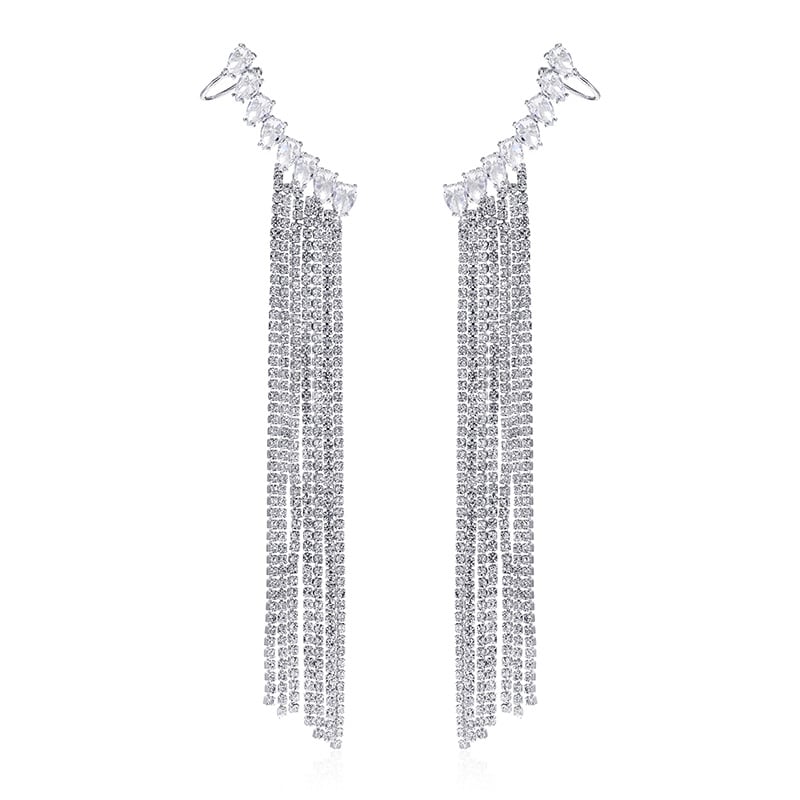 Exaggerated Tassel Zircon Earrings