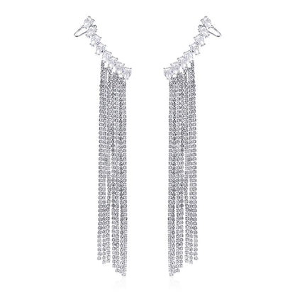 Exaggerated Tassel Zircon Earrings