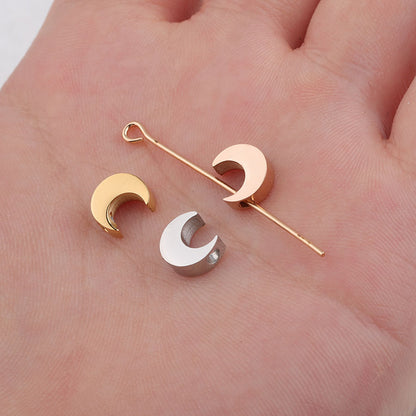 Titanium Steel Moon Bead Pendant with 1.8mm Hole