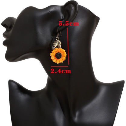 Fashionable Sunflower Pendant Earrings for Wholesale