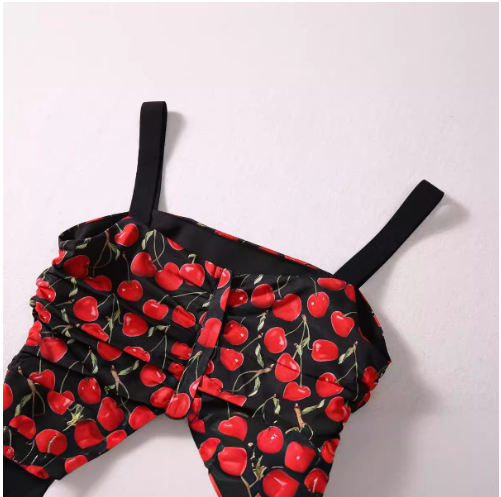 Floral Printed Cherry Belt Dress