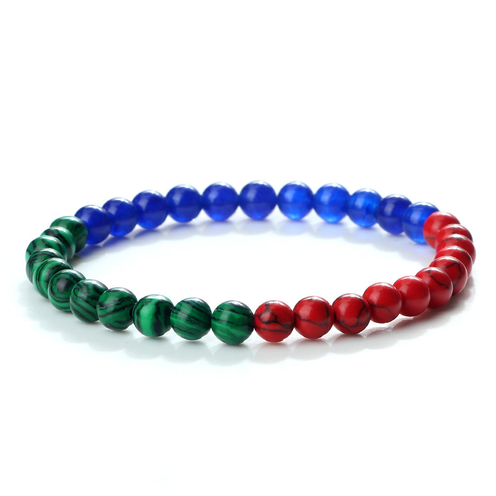 Colorful Stretch Beaded Hand Bracelet with Stones