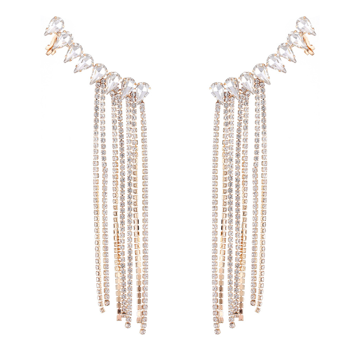 Exaggerated Tassel Zircon Earrings
