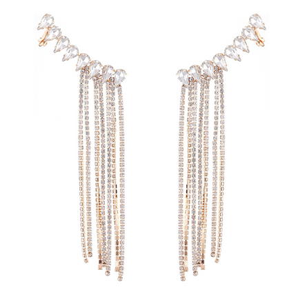 Exaggerated Tassel Zircon Earrings