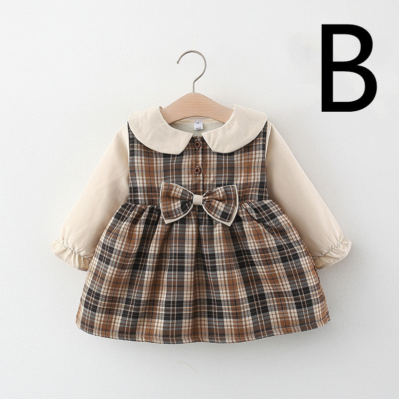 Girls Plaid Fleece Skirt with Bow-knot Detail