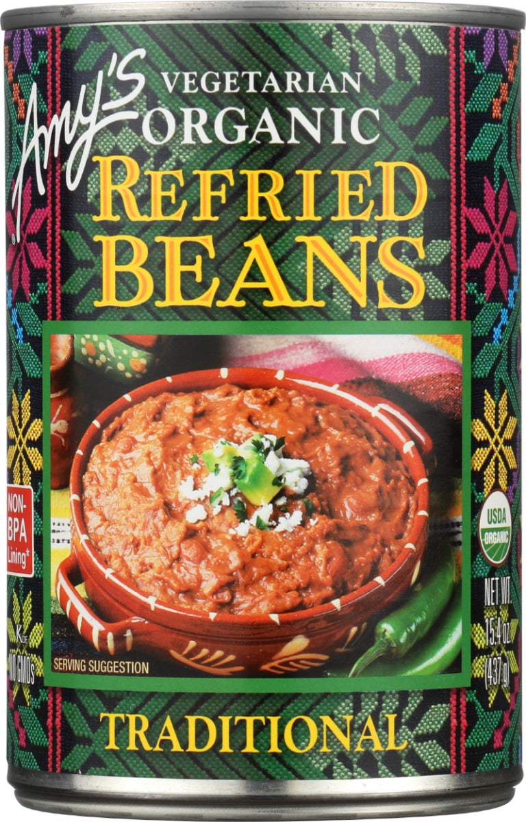AMYS: Organic Vegetarian Traditional Refried Beans, 15.4 oz