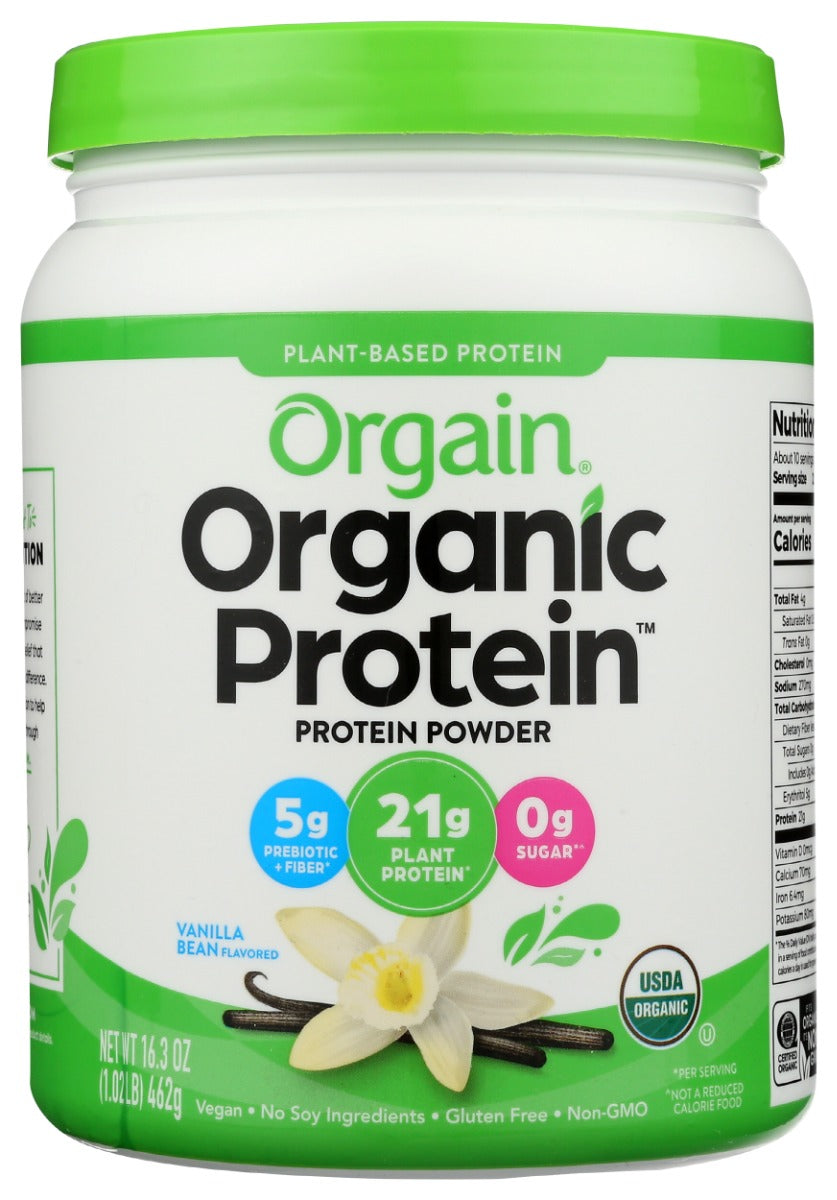 ORGAIN: Organic Protein Plant Based Protein Powder Vanilla Bean, 16.3 oz