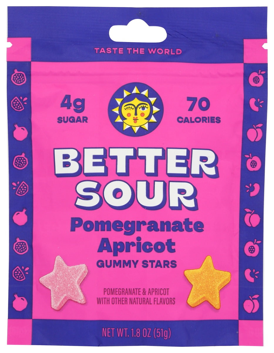 BETTER SOUR: Pomegranate Apricot Gummy Candy, 1.8 oz