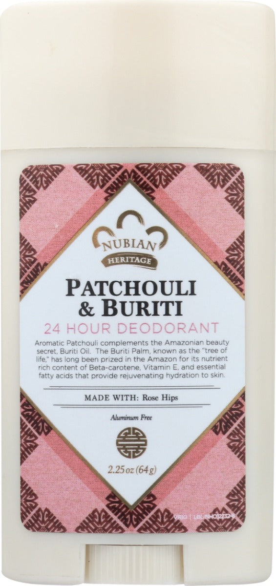 NUBIAN HERITAGE: Patchouli and Buriti 24 Hour Deodorant, 2.25 oz