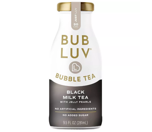 BUBLUV: Black Milk Tea Bubble Tea With Jelly Pearls, 9.5 fo