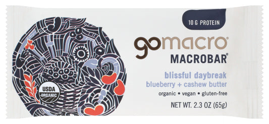 GOMACRO: Blissful Daybreak Blueberry Cashew Butter Protein Bar, 2.3 oz