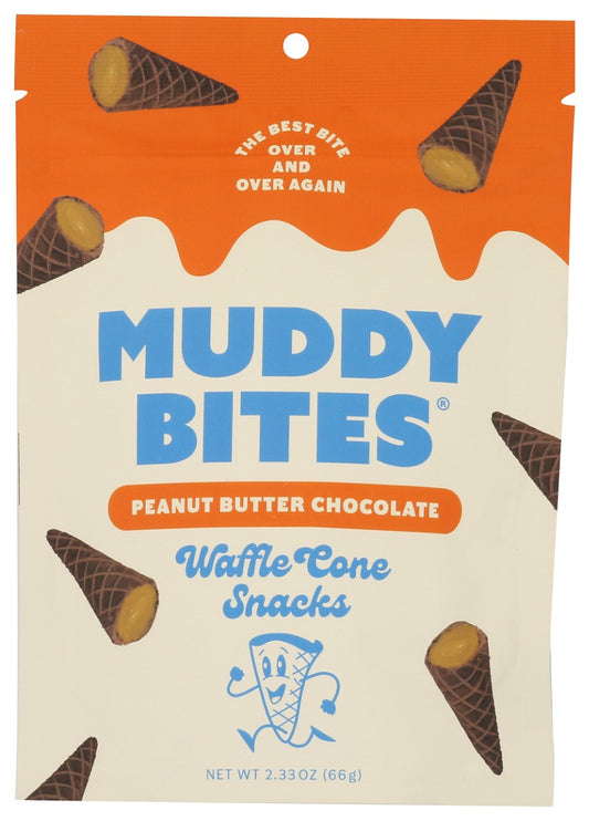 MUDDY BITES: Peanut Butter Chocolate Waffle Cone Snacks, 2.33 oz