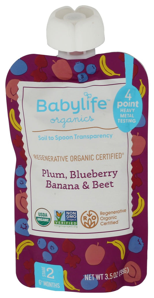 BABYLIFE ORGANICS: Plum Blueberry Banana Beet Pouch, 3.5 oz