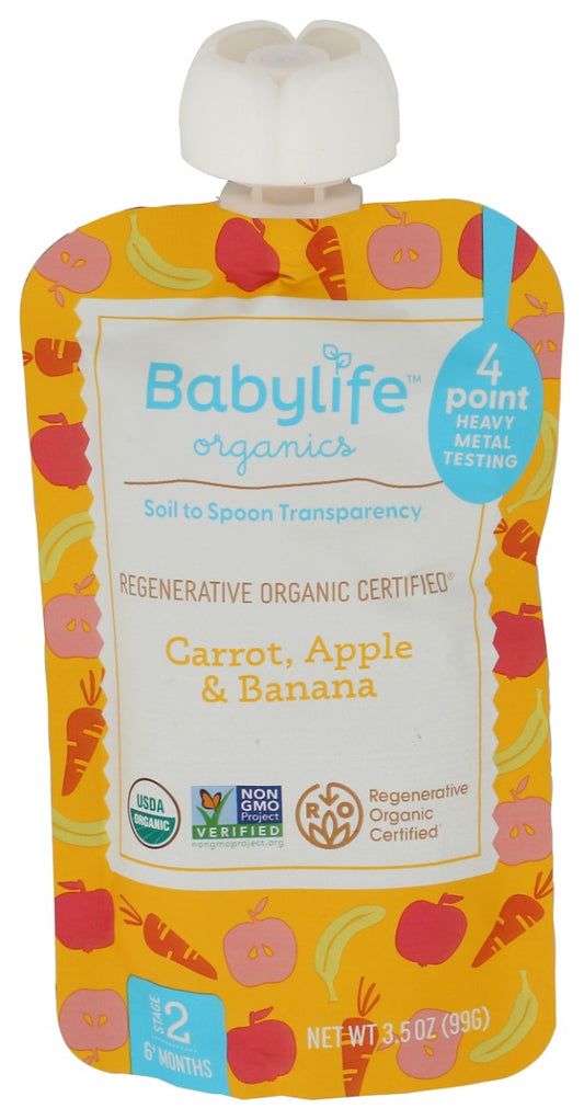 BABYLIFE ORGANICS: Carrot Apple Banana Pouch, 3.5 oz