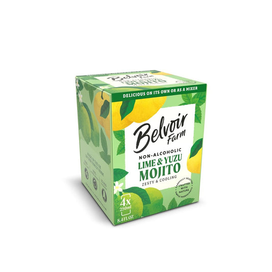 BELVOIR FARM: Lime and Yuzu Mojito Cocktail 4 Count, 33.8 fo
