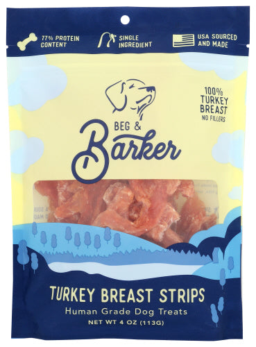 BEG AND BARKER: Turkey Breast Strips Dog Treats, 4 oz